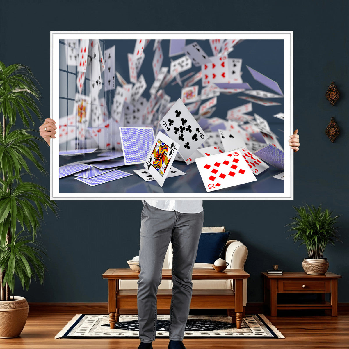 Playing Cards Canvas Wall Art | Casino Game Room Decor,