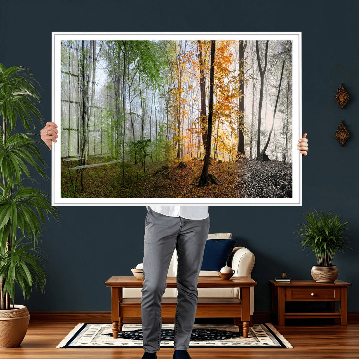 Four Seasons Wall Art Forest Canvas Print – Triptych