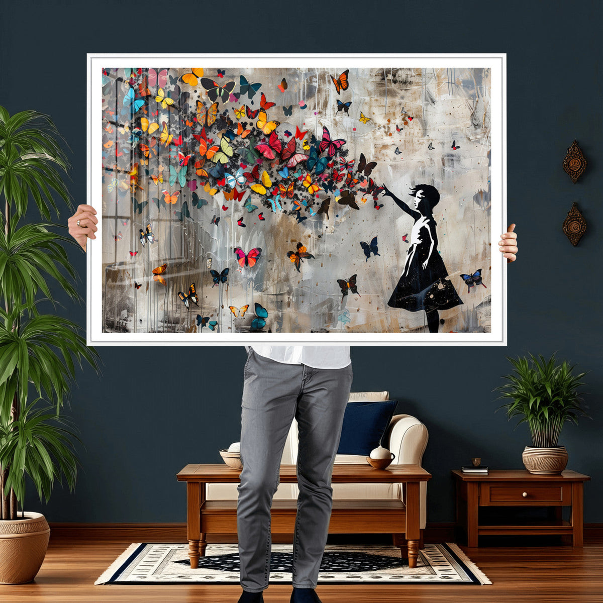 Banksy Wall Art - Banksy Girl and Butterfly Explosion Wall