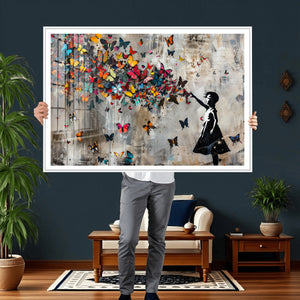 Banksy Wall Art - Banksy Girl and Butterfly Explosion Wall
