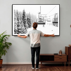 Ski Wall Art - Ski Lift Wall Art Canvas Print Snow Covered