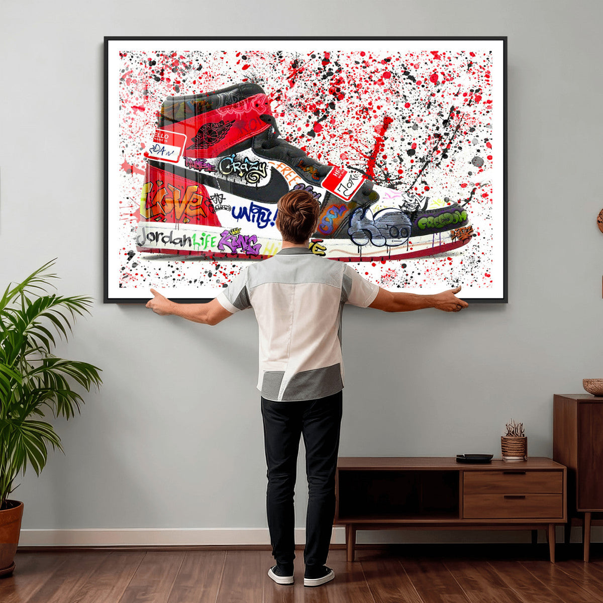 Jordan Shoes Graffiti Wall Art Canvas Print- Jordan Graffiti