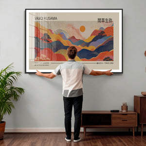 Yayoi Kusama Landscape Canvas Print, Vibrant Floral Mountain