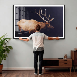 Rustic Elk Wall Art Canvas Print – Framed Moody Wildlife Art