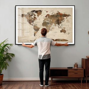 World Map Canvas Print – Framed Detailed Map of the World