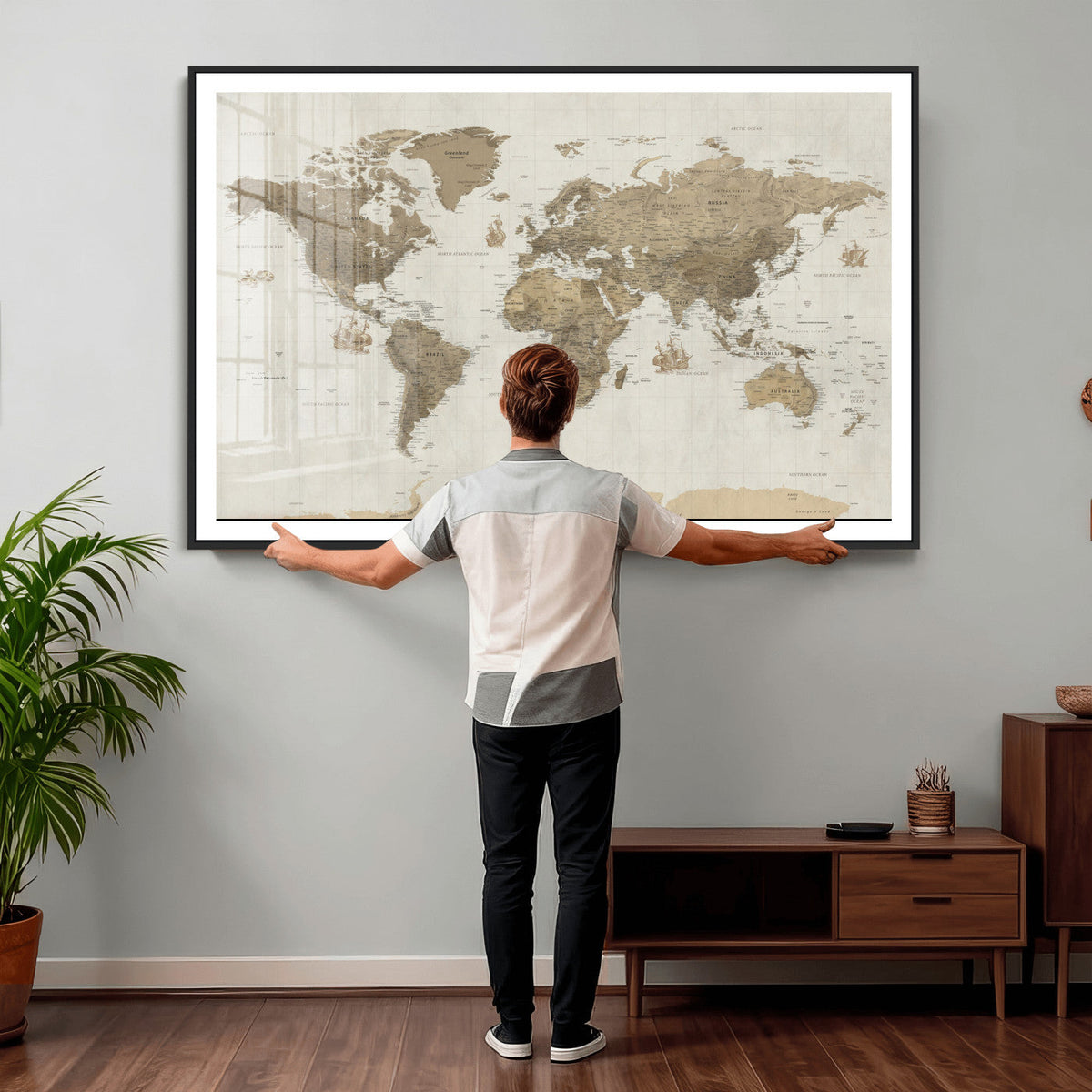 Detailed World Map Wall Art Canvas Print