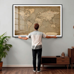 World Map Canvas Print – Framed Travel Map Wall Art for