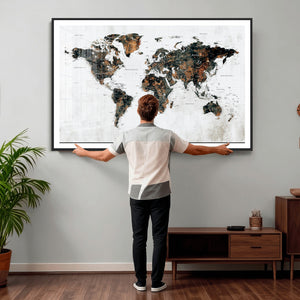 Large World Map Canvas Print – Framed Travel Map Wall Art