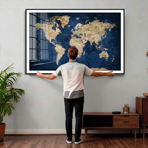 World Map Canvas Print – Framed Travel Map Wall Art for