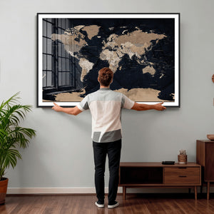 Grunge Wall Art World Map Canvas Print
