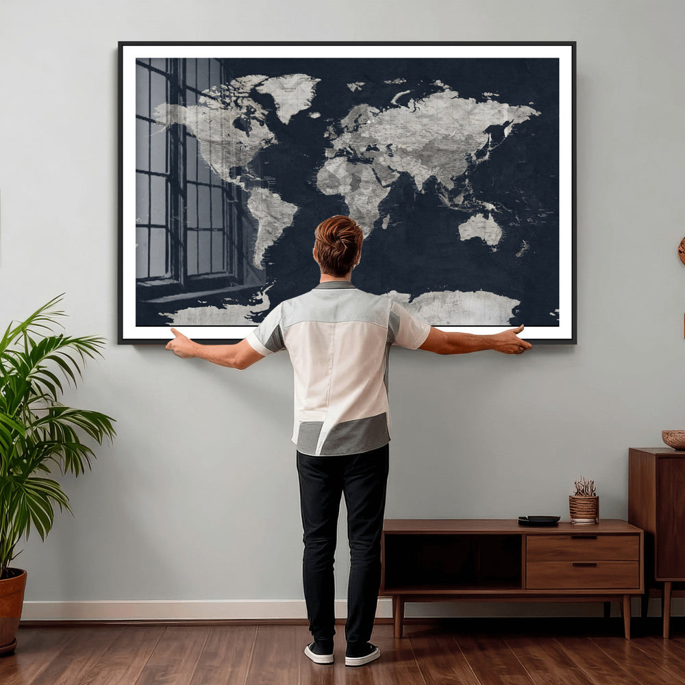 Colorful Watercolor World Map Canvas Print – Vibrant Framed
