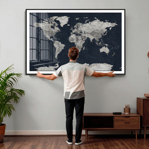 Colorful Watercolor World Map Canvas Print – Vibrant Framed