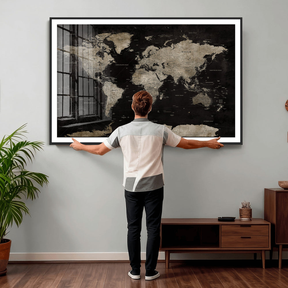 Detailed World Map Wall Art Print - Large Framed World Map