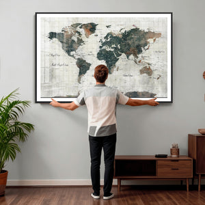 World Map Canvas Print – Framed Travel Map Wall Art for