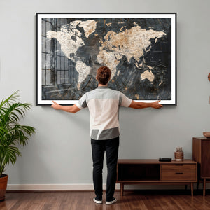 World Map Canvas Print – Detailed Map of the World Wall Art