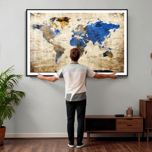 World Map Canvas Print – Colorful Abstract Travel Map,