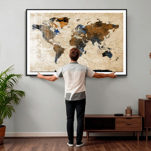World Map Canvas Print – Framed Travel Map Wall Art for