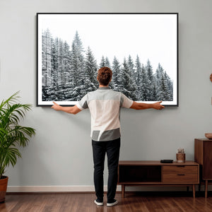 Misty Mountain Forest Canvas Print, Foggy Pine Trees Nature