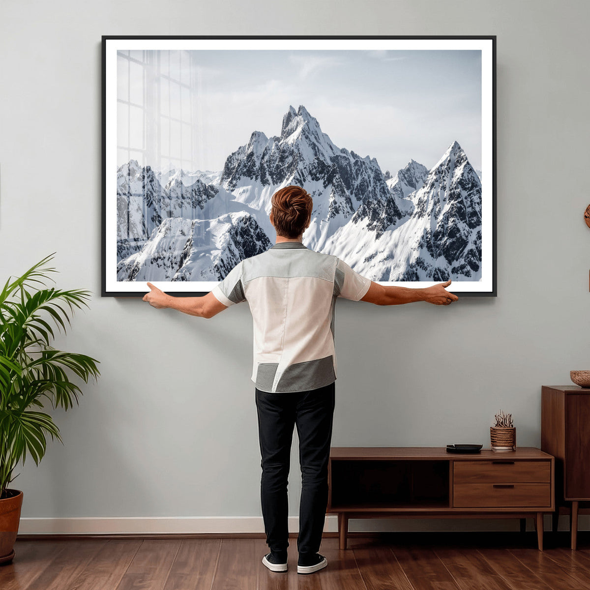 Snowy Mountain Range Canvas Print, Alpine Peaks Landscape