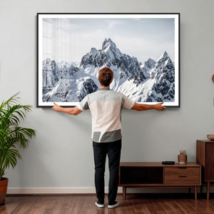Snowy Mountain Range Canvas Print, Alpine Peaks Landscape
