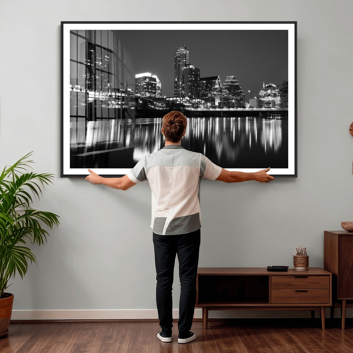 Austin Skyline Wall Art Canvas Print, Austin Downtown Night
