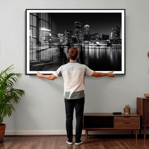Boston Wall Art Canvas Print, Boston City Downtown Night