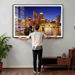 Boston Wall Art Canvas Print, Boston City Downtown Night