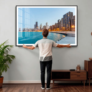 Chicago Wall Art Canvas Print, Chicago City Downtown Night