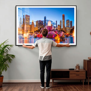 Chicago Wall Art Canvas Print, Chicago City Downtown Night