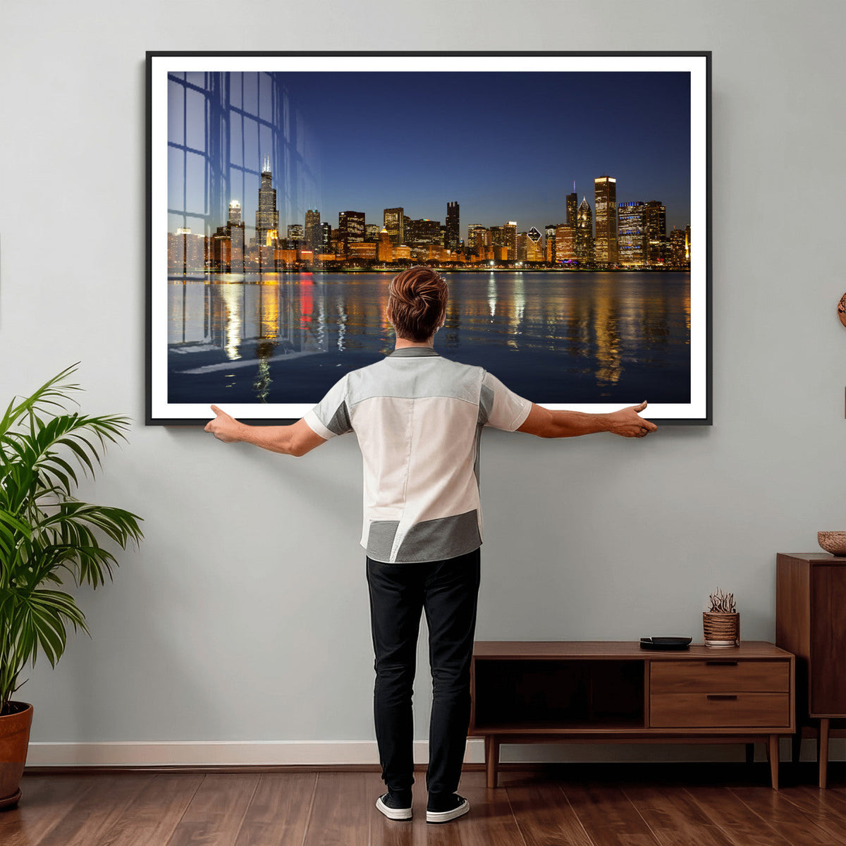 Chicago Wall Art Canvas Print - Chicago City Downtown Night