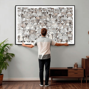 Abstract Texas Cow Wall Art Canvas Print - Farm Longhorn