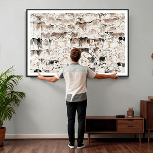 Abstract Texas Cow Canvas Print for Cabin and Western Home