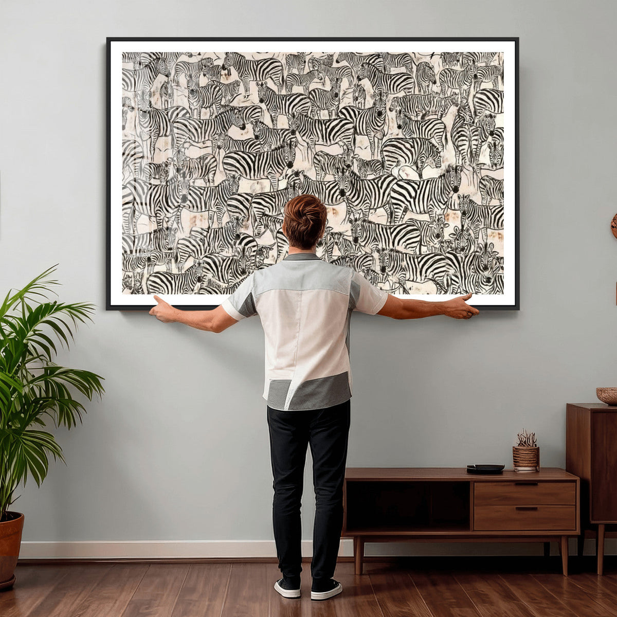 Abstract Zebra Wall Art Canvas Print for Farmhouse Decor