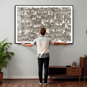 Abstract Zebra Wall Art Canvas Print for Farmhouse Decor