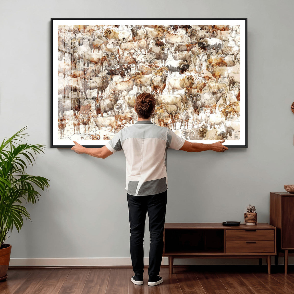 Farmhouse Bighorn Sheep Wall Art Canvas Print - Abstract