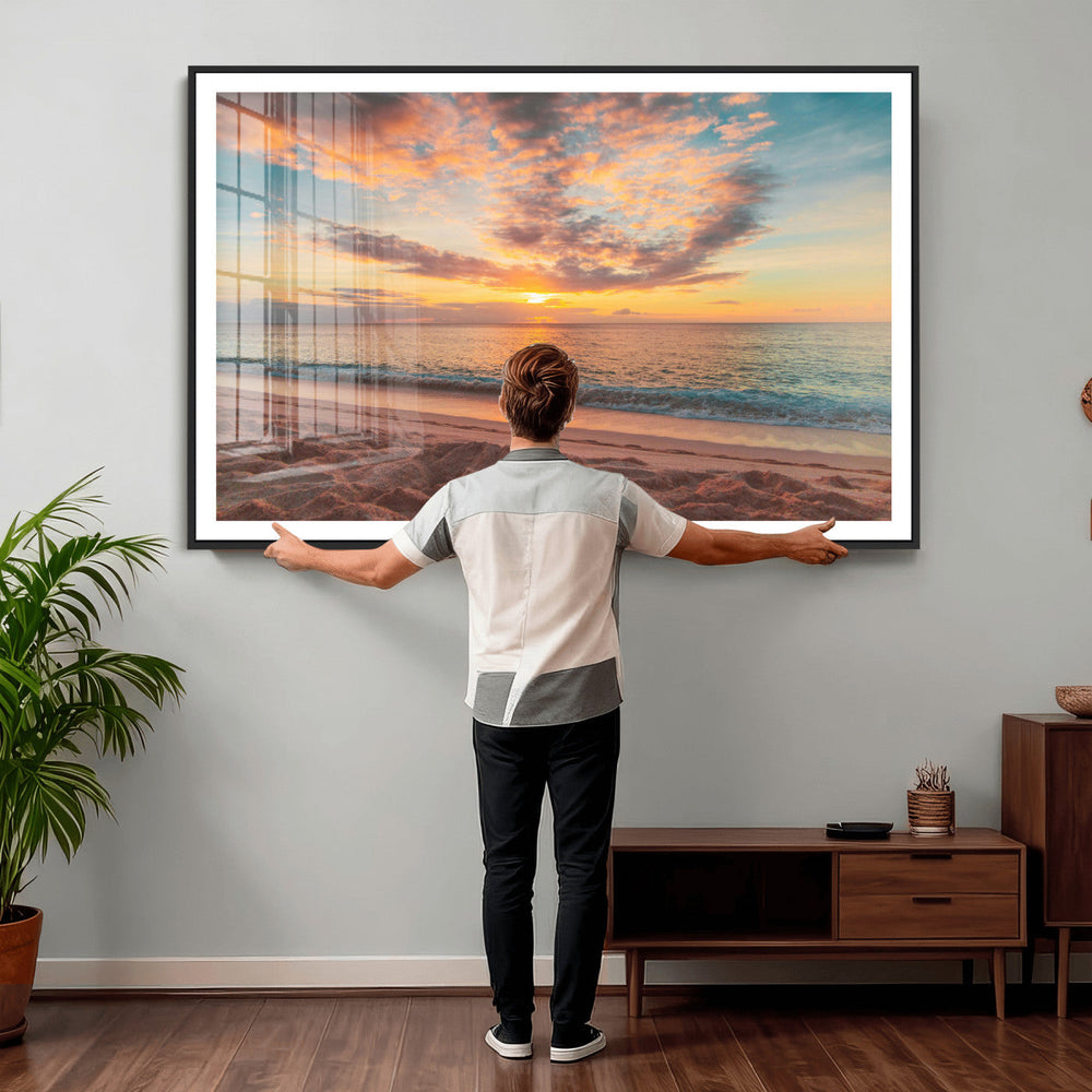 Sunset Beach Wall Art Canvas Print – Soft Coastal