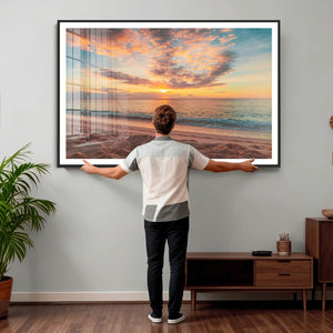 Sunset Beach Wall Art Canvas Print – Soft Coastal
