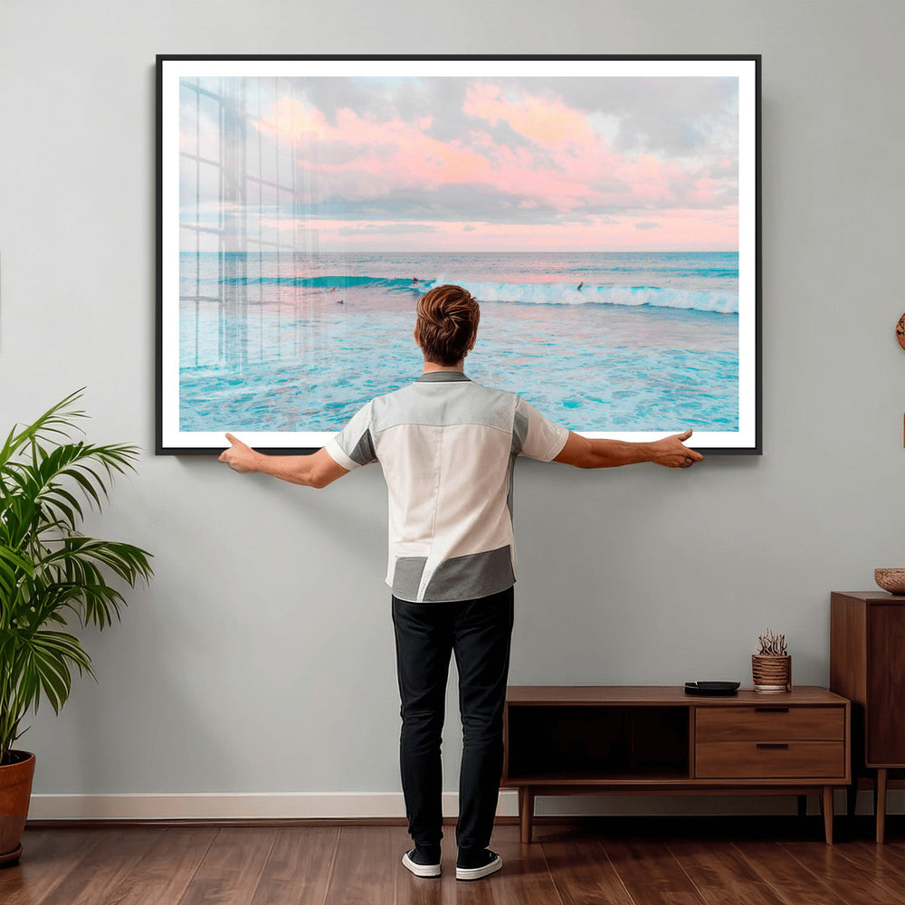 Ocean Wave Wall Art Canvas Print, Pastel Surf Seascape