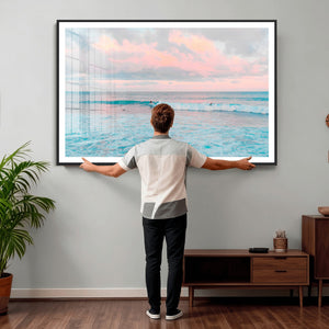 Ocean Wave Wall Art Canvas Print, Pastel Surf Seascape