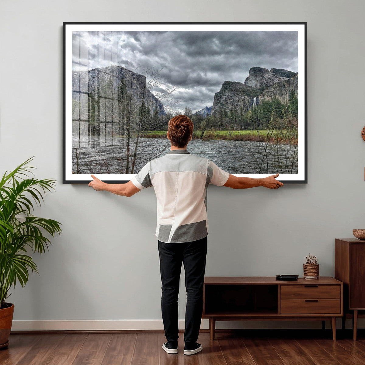 Yosemite Valley River Wall Art Canvas Print, Granite Cliffs