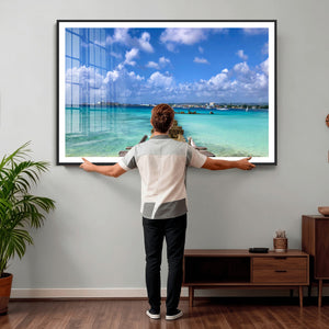Caribbean Ocean Pier Seascape Wall Art Canvas Print,
