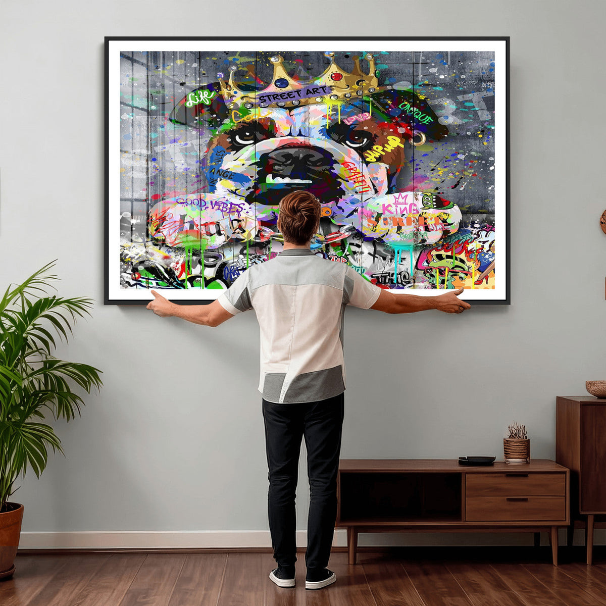 Graffiti Dog Wall Art Decor for Teen Bedroom - Abstract