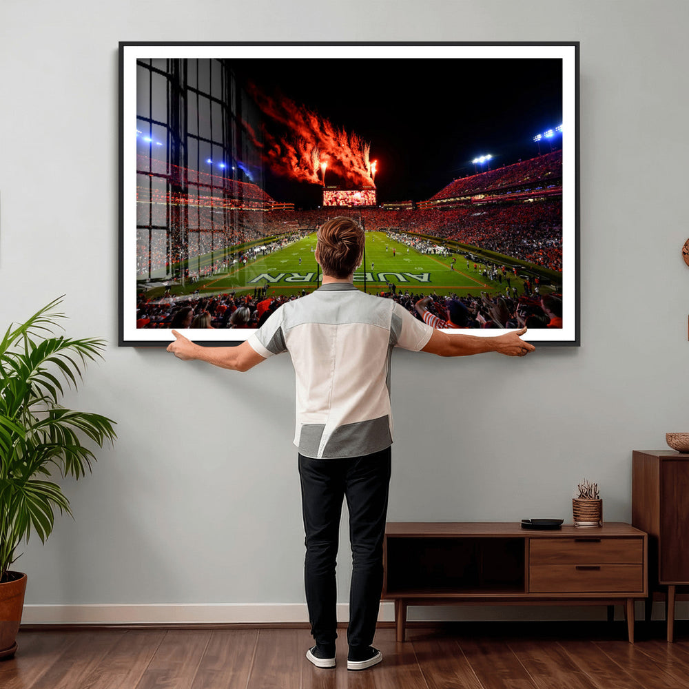 Auburn Stadium Wall Art Canvas Print, College Football Night