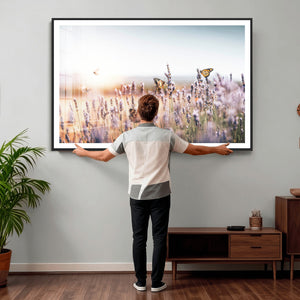 Lavender Field Wall Art Canvas Print, Butterfly Floral