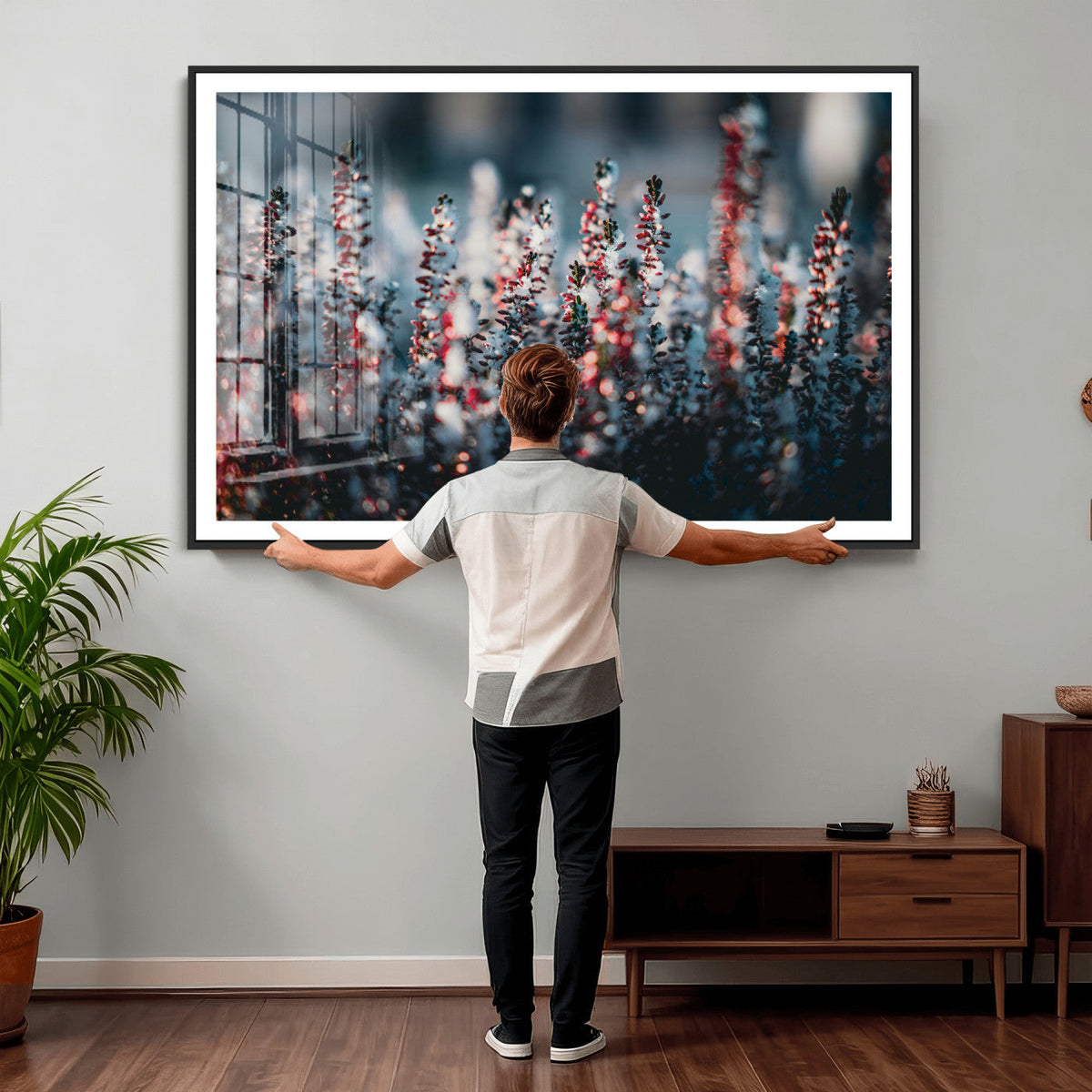 Winter Heather Wall Art Canvas Print, Frosted Floral Nature