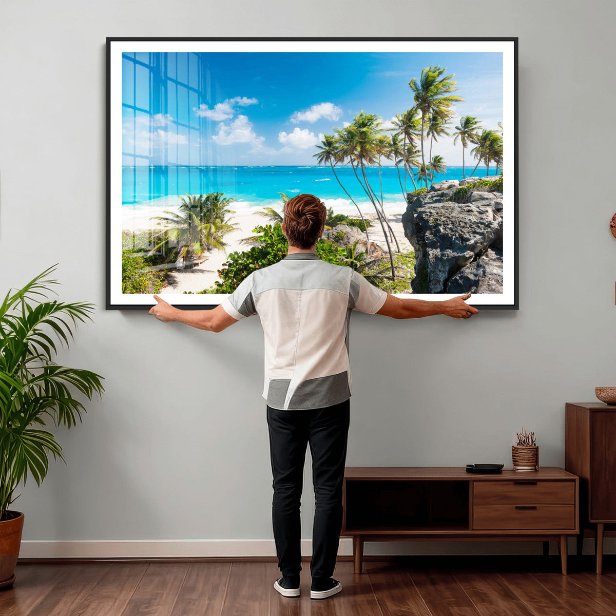 Tropical Beach Wall Art Canvas Print, Palm Tree Ocean
