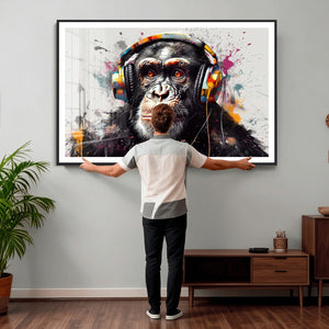 Dj Monkey Wall Art Canvas Print – Colorful Pop Art Banksy