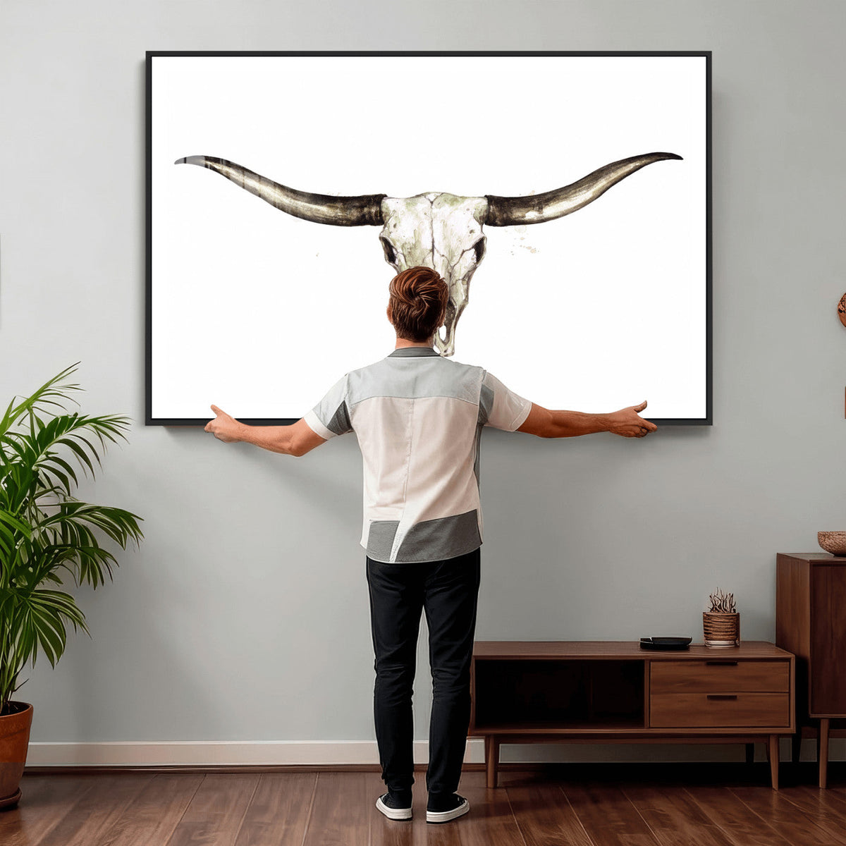 Longhorn Skull Wall Art Canvas Print – Rustic Western
