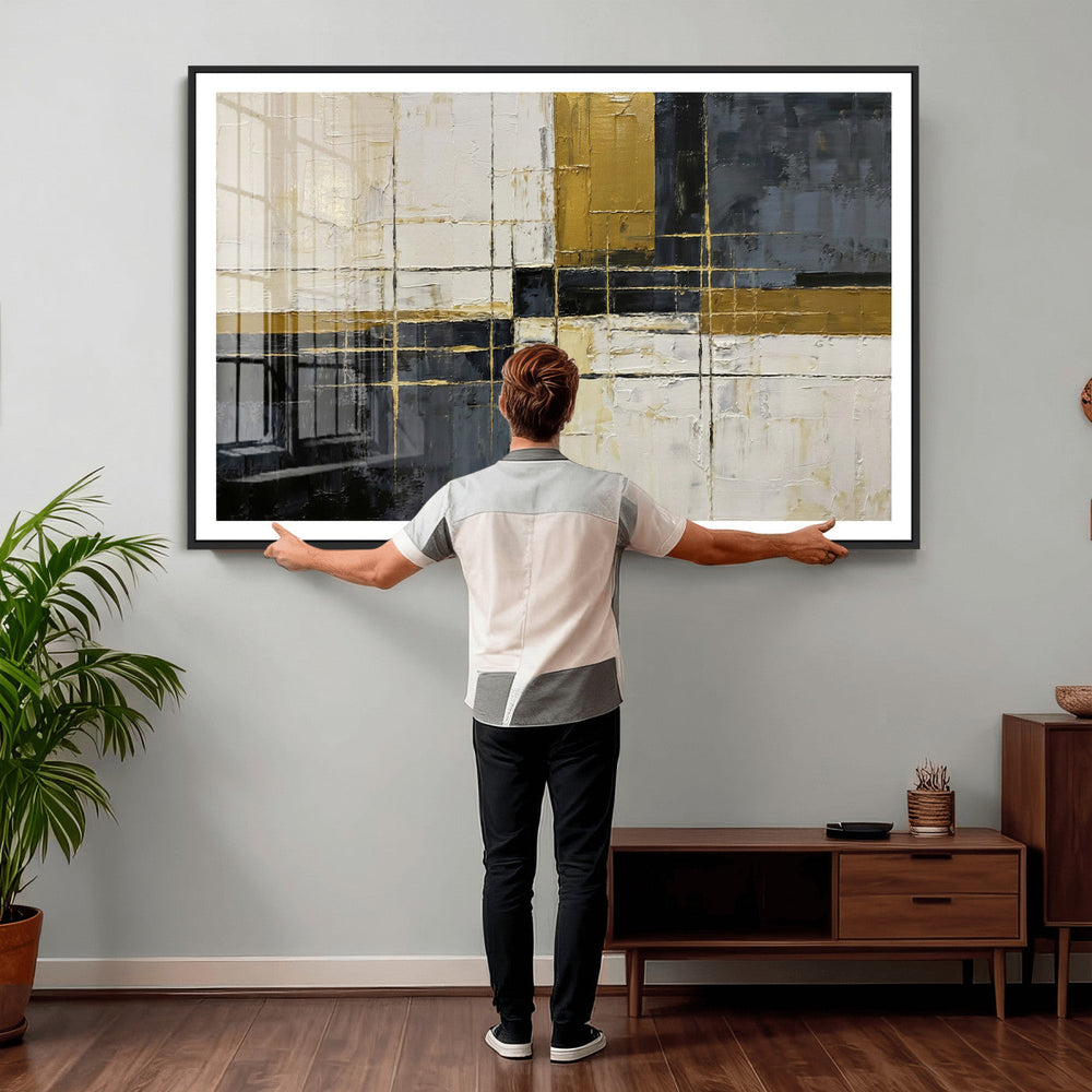 Abstract Gold and Black Wall Art Canvas Print – Modern