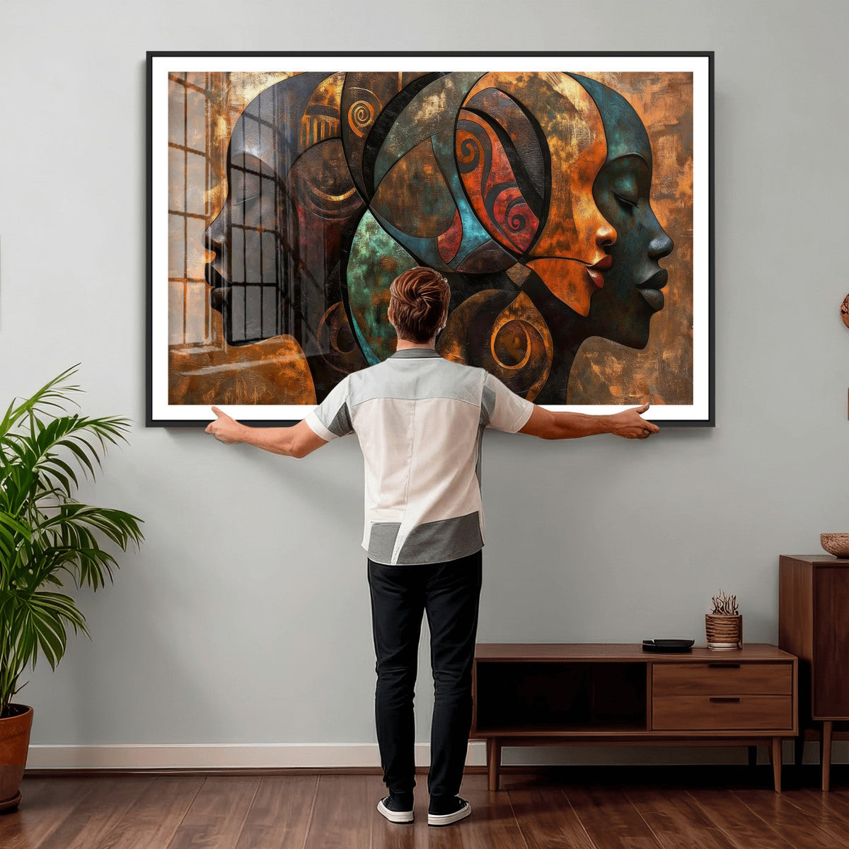 Abstract Afro American Women Wall Art Canvas Print